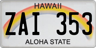 HI license plate ZAI353