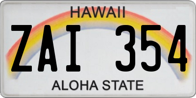 HI license plate ZAI354