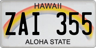 HI license plate ZAI355
