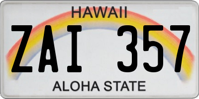HI license plate ZAI357