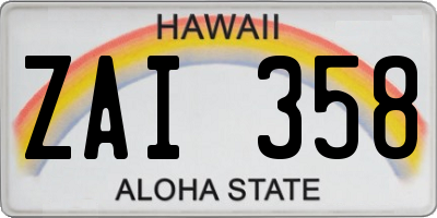 HI license plate ZAI358