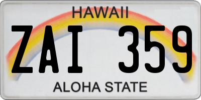 HI license plate ZAI359