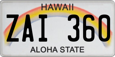 HI license plate ZAI360