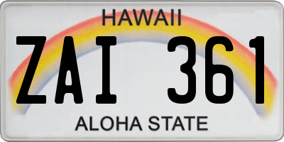 HI license plate ZAI361
