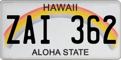 HI license plate ZAI362