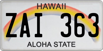 HI license plate ZAI363