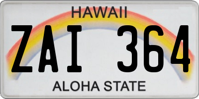HI license plate ZAI364