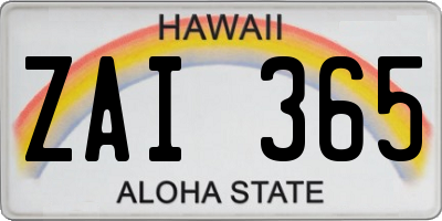 HI license plate ZAI365