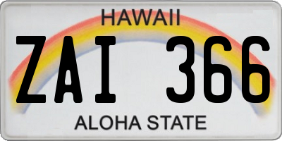 HI license plate ZAI366
