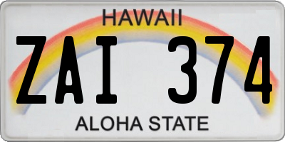 HI license plate ZAI374