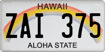 HI license plate ZAI375