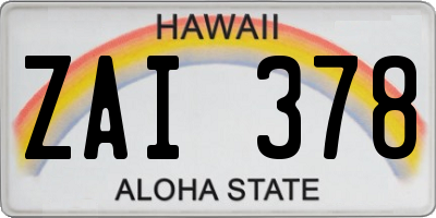 HI license plate ZAI378