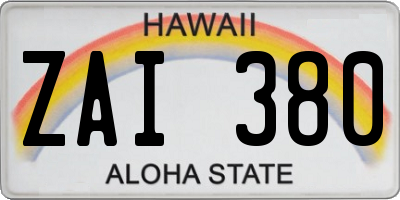 HI license plate ZAI380