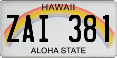 HI license plate ZAI381
