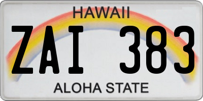 HI license plate ZAI383