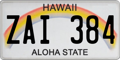 HI license plate ZAI384