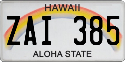 HI license plate ZAI385