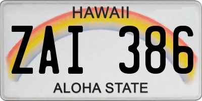 HI license plate ZAI386