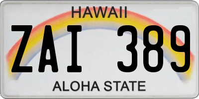 HI license plate ZAI389
