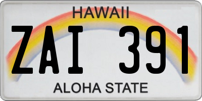 HI license plate ZAI391