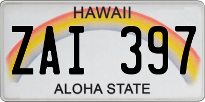 HI license plate ZAI397