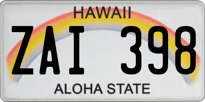 HI license plate ZAI398