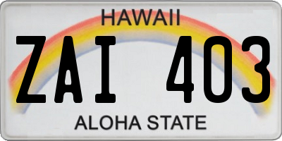 HI license plate ZAI403
