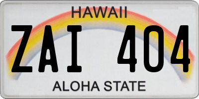HI license plate ZAI404