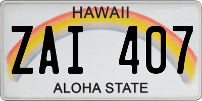 HI license plate ZAI407
