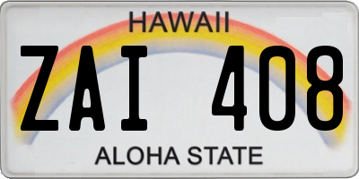 HI license plate ZAI408
