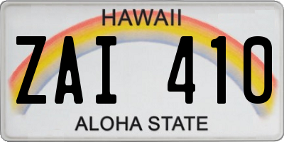 HI license plate ZAI410