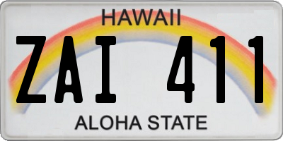 HI license plate ZAI411