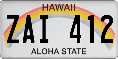 HI license plate ZAI412