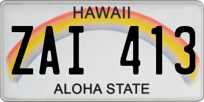 HI license plate ZAI413