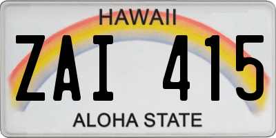 HI license plate ZAI415