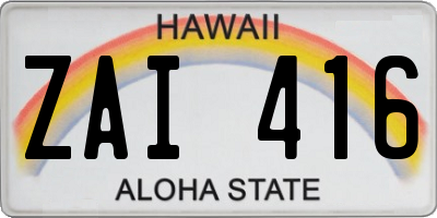 HI license plate ZAI416