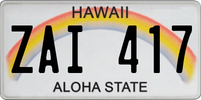 HI license plate ZAI417