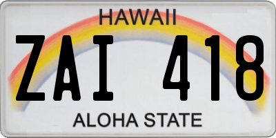 HI license plate ZAI418