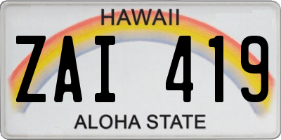 HI license plate ZAI419
