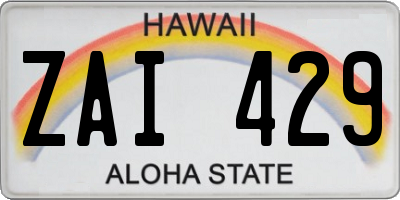 HI license plate ZAI429