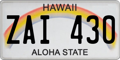 HI license plate ZAI430