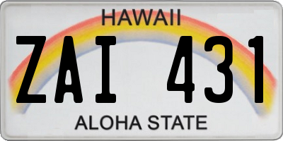 HI license plate ZAI431