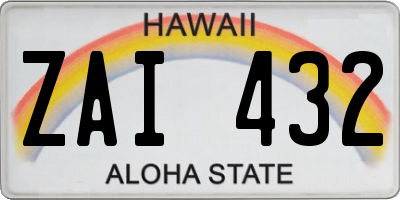 HI license plate ZAI432