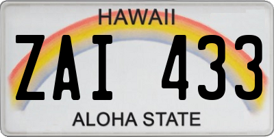 HI license plate ZAI433