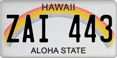 HI license plate ZAI443