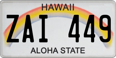 HI license plate ZAI449