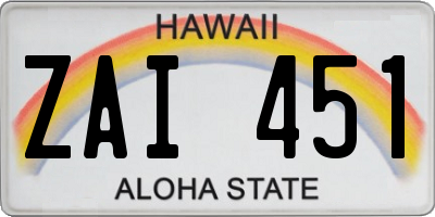 HI license plate ZAI451