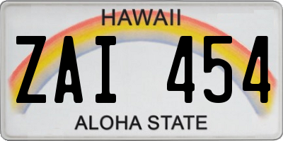 HI license plate ZAI454