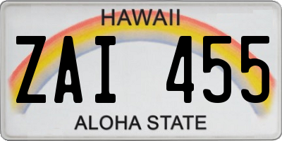 HI license plate ZAI455