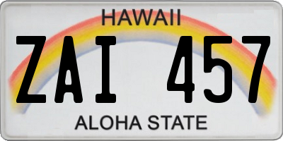 HI license plate ZAI457